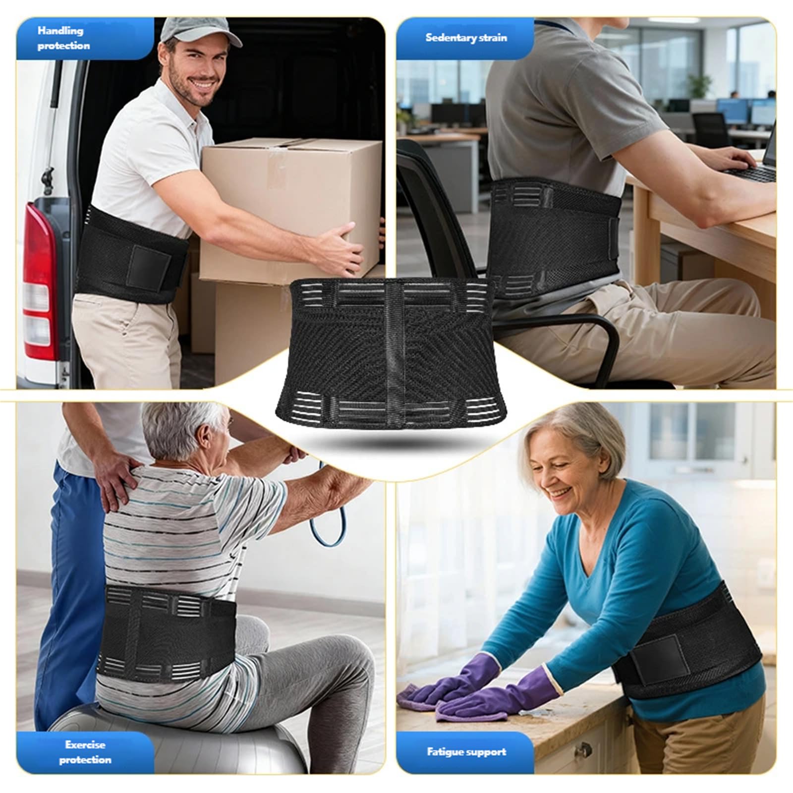 Ceinture lombaire confortable avec design élastique renforcé pour le fitness et le travail physique pour personnes âgées