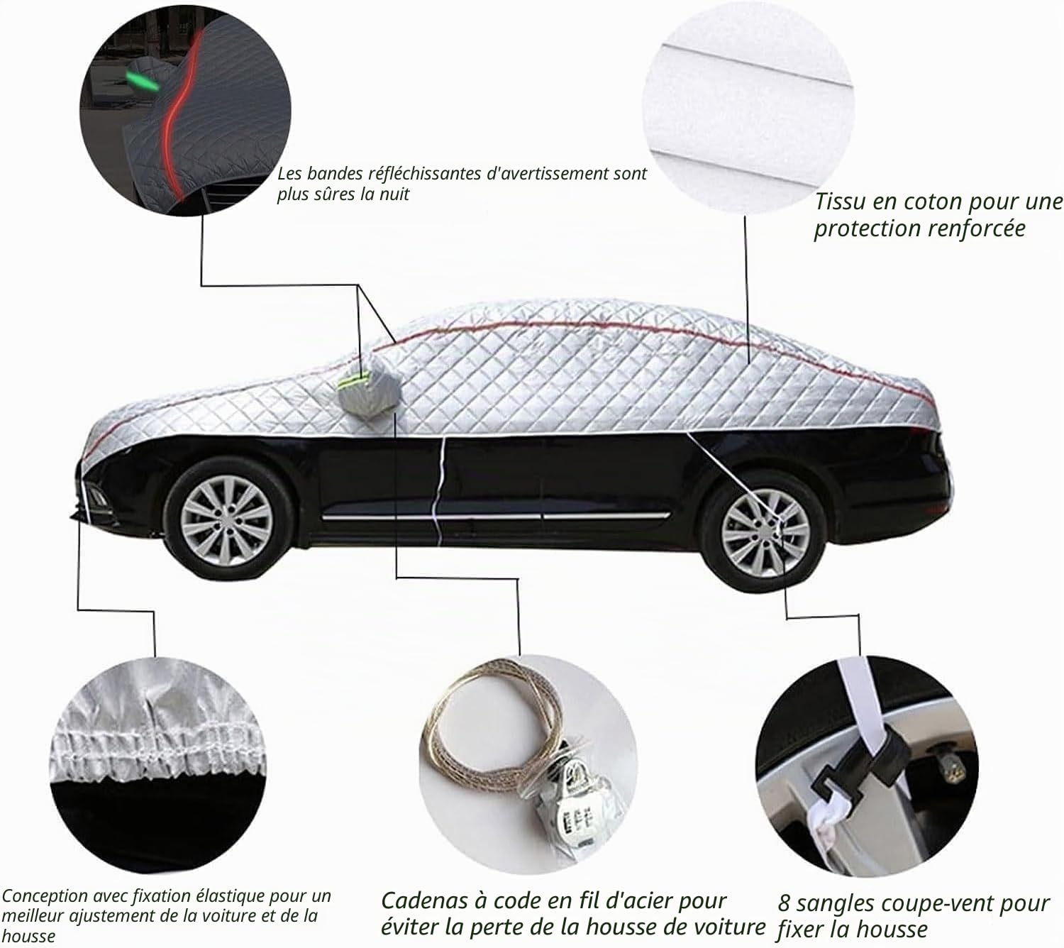 Bâche Voiture Exterieur Anti-grêle pour Toyota RAV4, Housse Anti Grele Voiture, Couverture De Voiture Épaissie, Demi-Housse De Voiture Imperméable cbse
