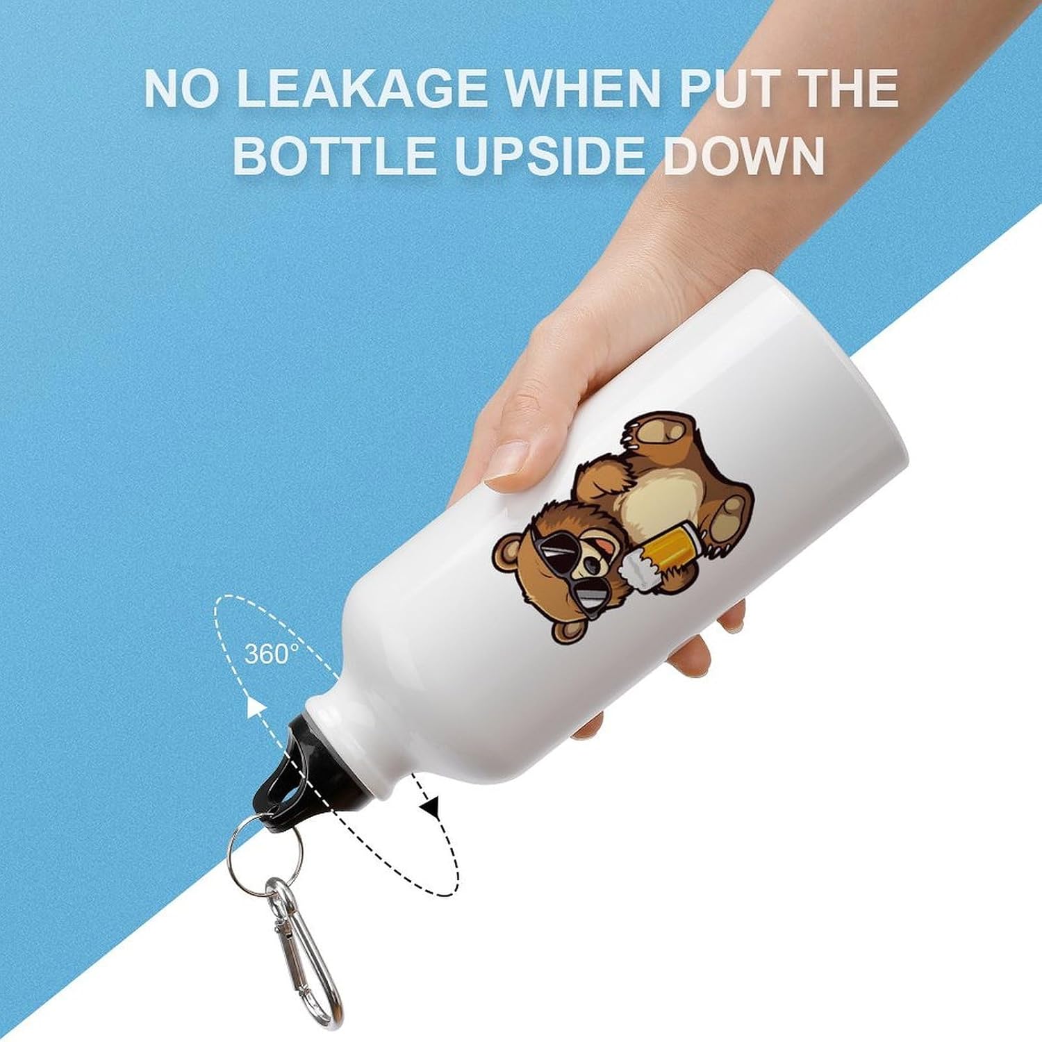 Cool Bear Drinking Beer Tumbler Sports Water Bottle Mug 600ml image 3