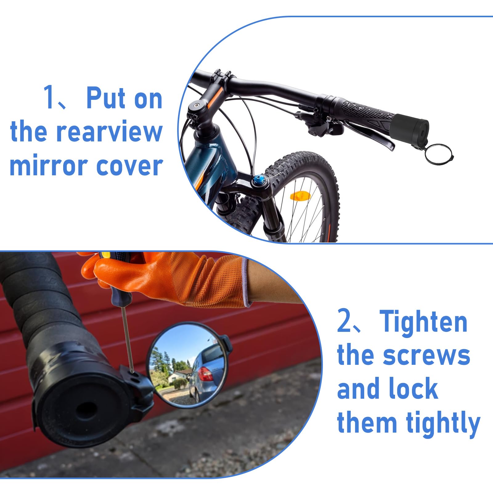 2Pcs 360° Rotatable Bike Mirror for Handlebars - Handlebar End Wheel Mini Rear View Acrylic Universal Bicycle Mirror for Mountain Bike - Image 4