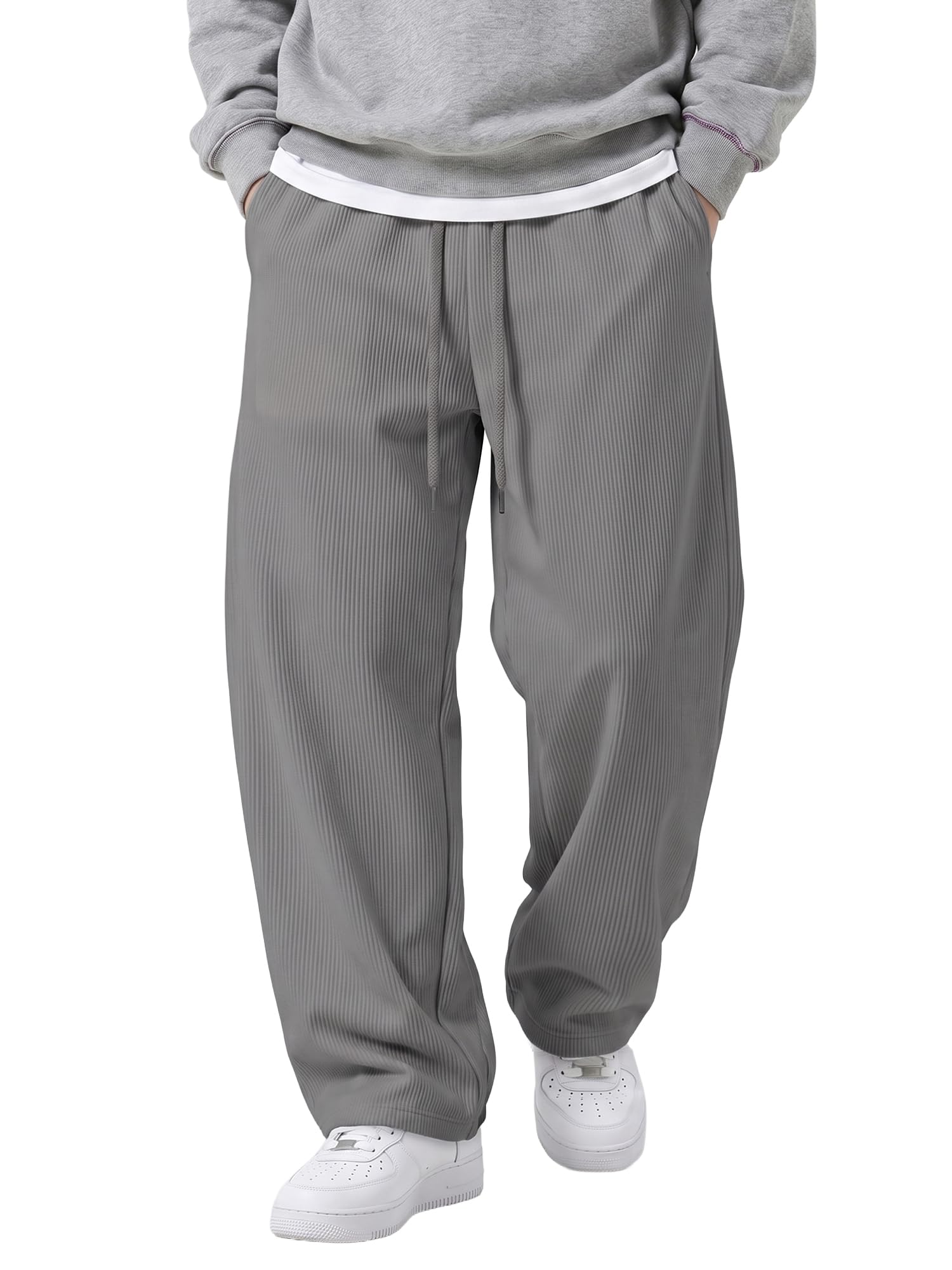 JMIERR Cordhose Herren Baggy Jogginghose Casual Warme Hosen | Weite Hose Herren,Leicht Gefütterte Freizeithose,lockerer Streetwear Stil,Elastischer Bund und Tunnelzug,Herbst Winter