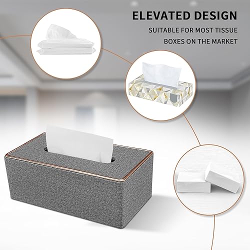 Miniatura 4 de Cubierta de caja de pañuelos, nueva caja Kleenex de cuero de la PU cubre el soporte de pañuelos rectangular para el hogaroficinadecoración del coche