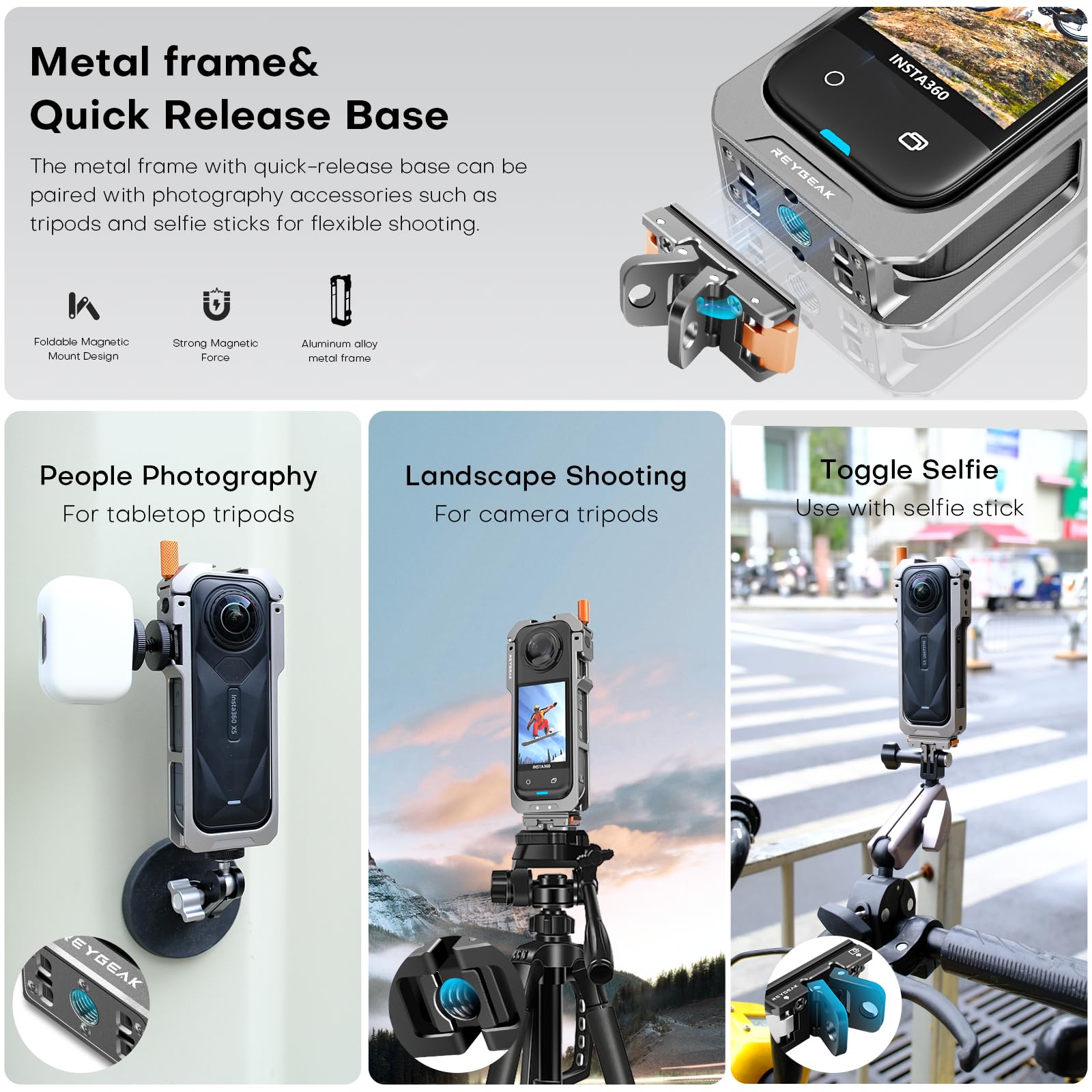 Aazon.co : REYGEAK For Insta360 X5 Utility Frae,Aluinu Caera Cage - View #2