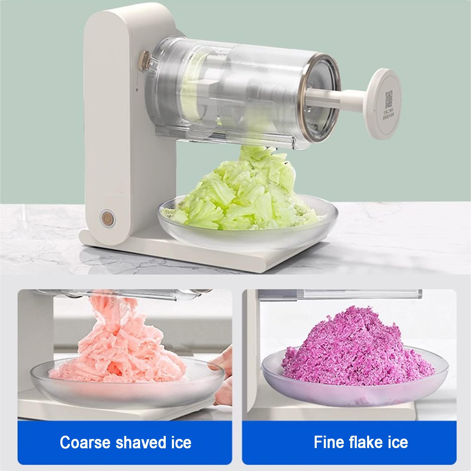 Máquina eléctrica de hielo afeitado, trituradora de hielo con cuchillas de acero inoxidable, grosor ajustable, recargable, para granizados, frappes, cócteles