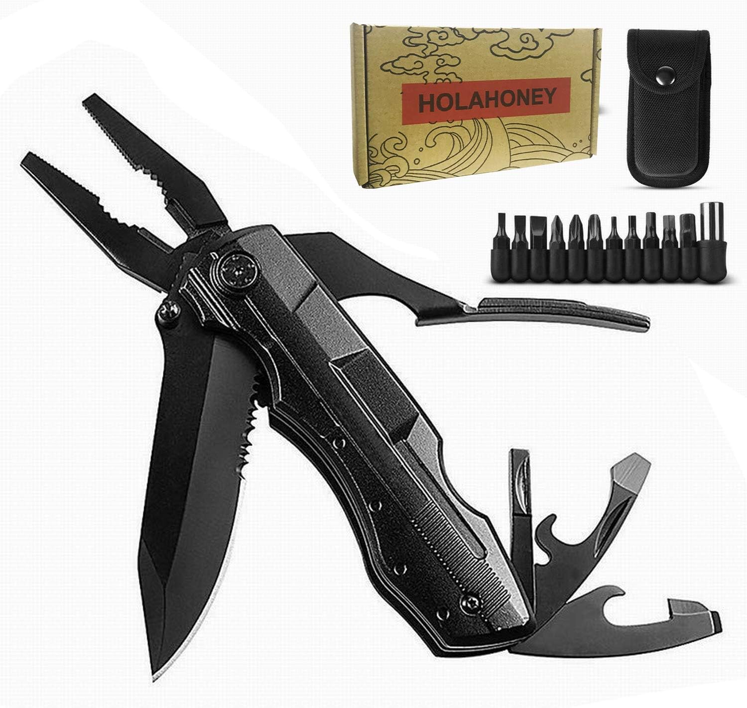 Pocket Multitool with Saw, Plier, Screwdriver, Bottle Opener, Foldable Built with Full Stainless Steel, Camping Emergency Outdoor Tool (9 IN 1)