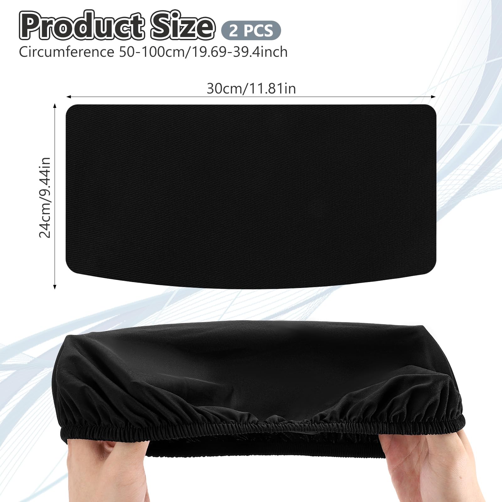 2 Pcs Toilet Tank Cover, Universal Toilet Tank Lid, Toilet Top Cover, Toilet Tank Lid Replacement, Soft and Absorbent with Elastic Bottom for Bathroom Decor Accessories (Black)