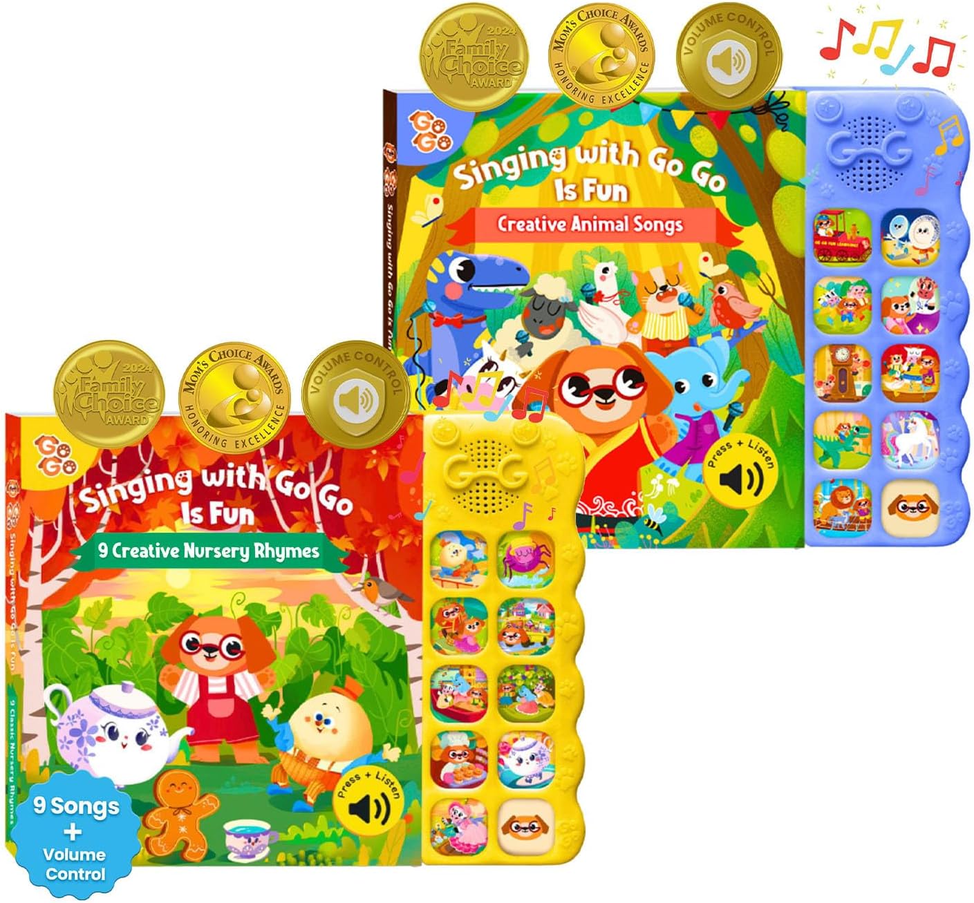 GO GO Creative Nursery Rhymes Bundle: 3 Interactive Sound Books for Toddlers 1-3, 28 Songs Total, Fun Animal, Classic & Activity Rhymes, Talking & Singing Baby Books, Musical Learning for Early Childh
