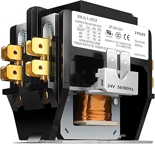 HVAC Contactor, 30 Amp Double Pole / 2 Pole Contactor 24V Coil, Replacement AC Contactor Relay, Compatible with Air Conditioner Condenser Compressor Contactor, UL Listed