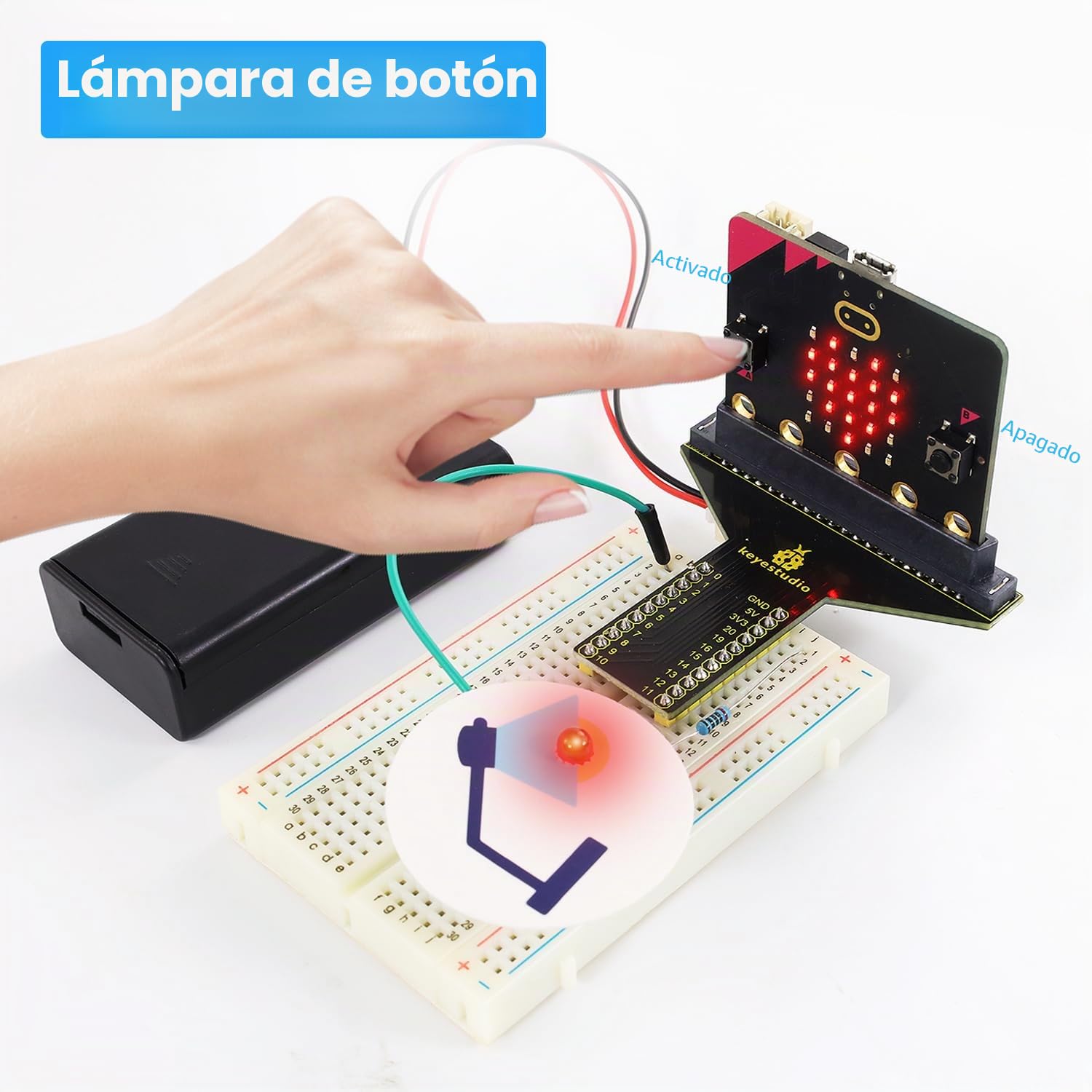 KEYESTUDIO BBC Microbit Starter Kit Sensor Module Kit with Micorobit V2 (Include) with MakeBlocks and Python Code, Detailed Online Tutorial, Example Projects
