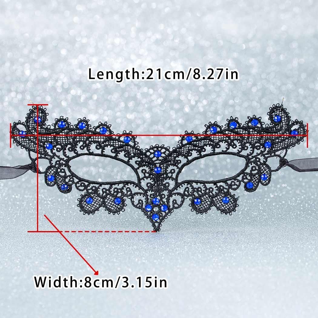 Tgirls Black Masquerade Mask for Women Rhinestone Lace Mask Costume Party - Image 5