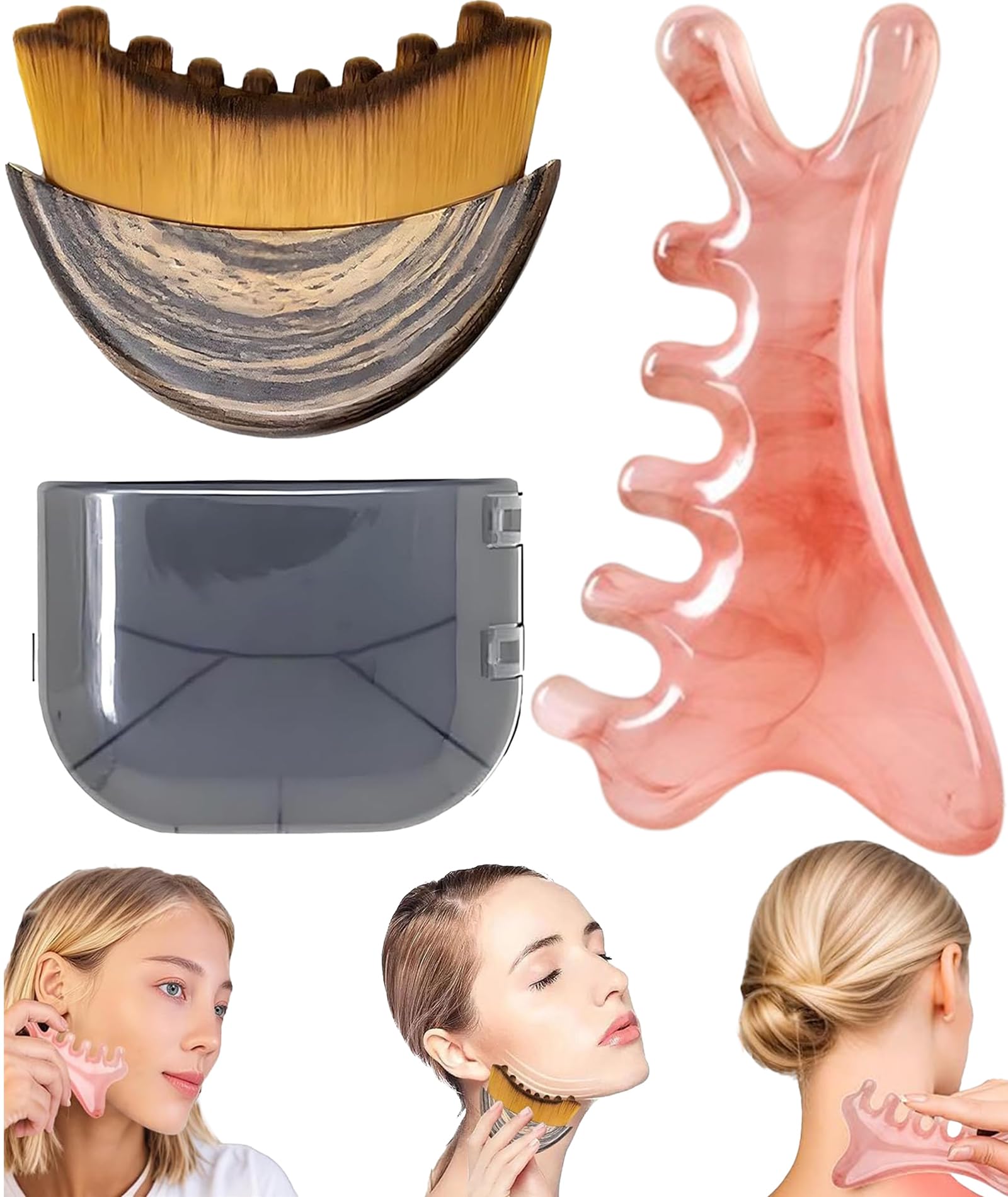 2PCS Lymphatic Contour Face Brush, 4-in-1 Massage Comb Set, Facial Contouring Tool for Puffiness Reduction and Skin Tone Enhancement, Double-Sided Design for Gentle Lymphatic Drainage-image-35