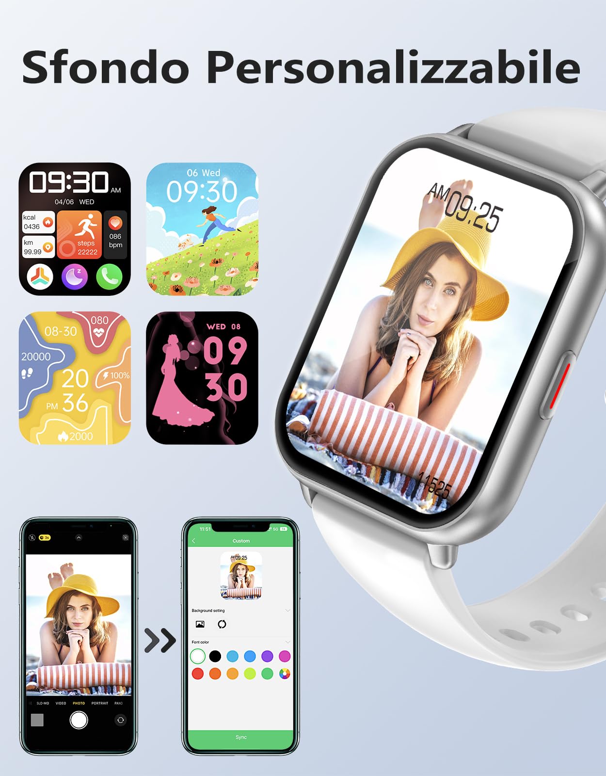 RUIMEN Orologio Smartwatch Uomo Donna Risposta Chiamate Orologio Fitness Contapassi da Polso Activity Tracker Smart Watch Waterproof Frequenza Cardiaca SpO2 Sveglia Notifiche Whatsapp Grigio