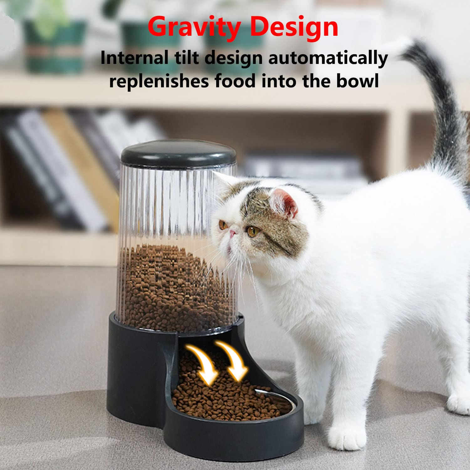 Mangiatoia automatica per gatti, 3,8 l, grande distributore automatico di cibo per gatti, con coperchio superiore staccabile, bottiglia visibile e ciotola in acciaio inox per gatti, cani e