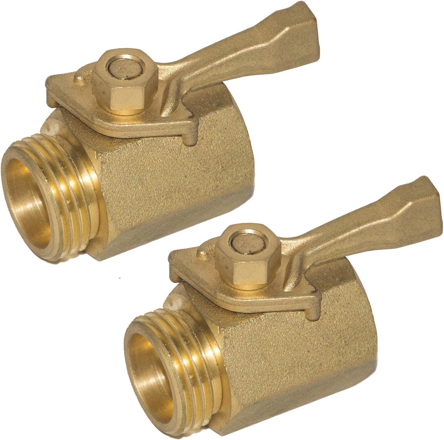 Hourleey Brass Garden Hose Shut Off Valve, 2 Pack with 2 Hose Washers Heavy Duty 3/4 Inch Solid Brass Garden Hose Shut Off Valve with 2 Extra Rubber Washers