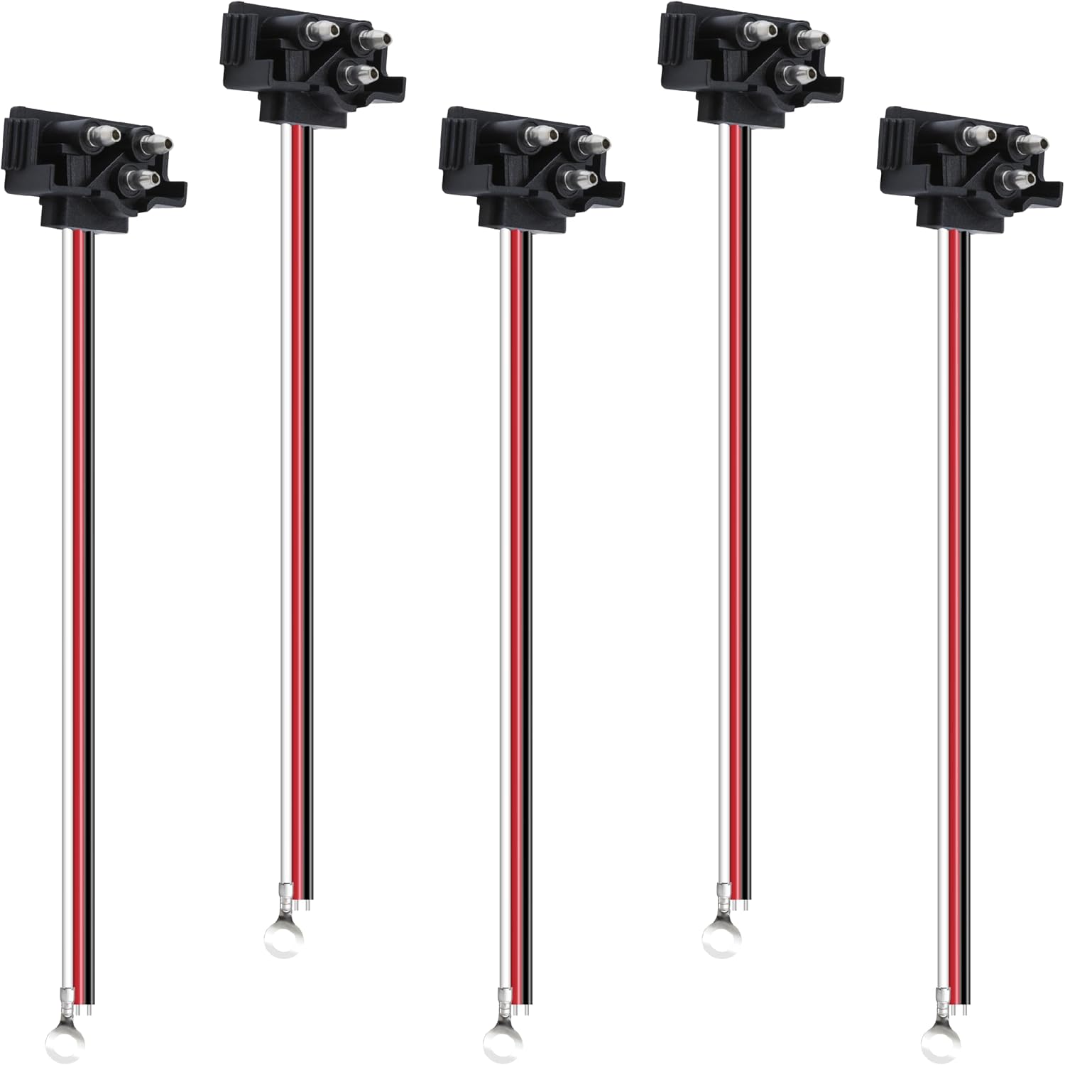 ecocstm 10 PCS 3 Wire Plug Truck Trailer Light Plug, 3 Prong Pigtail Wire Plug, Right Angle Pigtail Harness for Stop Turn Tail Light, Fit with Sealed 4" Round Lights and 6" Oval Lights