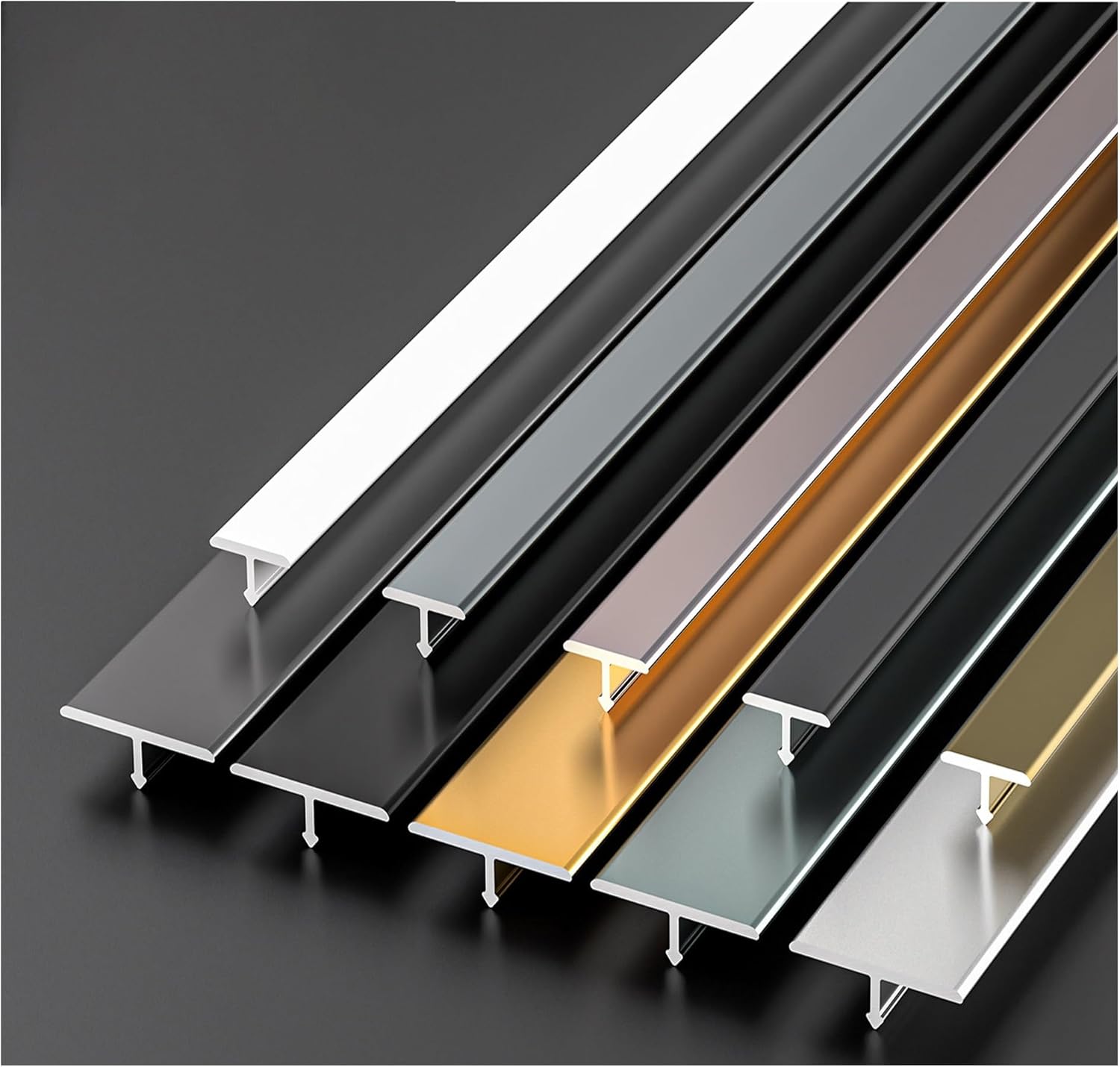 Aluminium Alloy T Molding Floor Transition Strips, 6mm Vinyl Gap Trim for Laminate & Tile Flooring, Ideal for Seamless Plank Joins & Gap Cover (Color1)