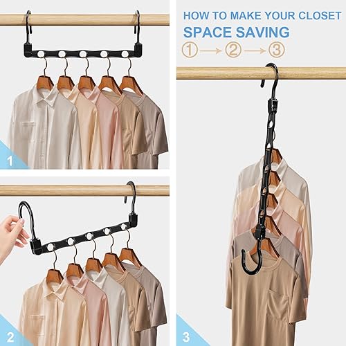 Miniatura 4 de Paquete de 24 perchas de plástico inteligente que ahorran espacio, ahorro de espacio, organizador inteligente de plástico para armario, armario,