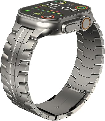 Titanium Band - Lightweight& Scratch-Resistant TA1 Titanium, Adjustable Replacement Strap with Folding Clasp, Compatible with Apple Watch