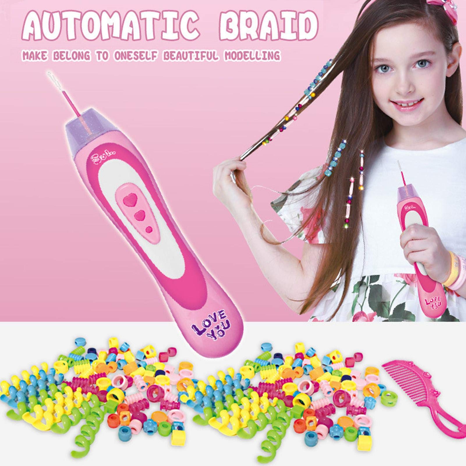 Trenzador De Pelo Para Niñas Con Cuentas Y Purpurina – Máquina De Trenzar Fácil De Usar, Accesorios DIY Para Peinados, Regalo Para Niñas De 5 A 12 Años