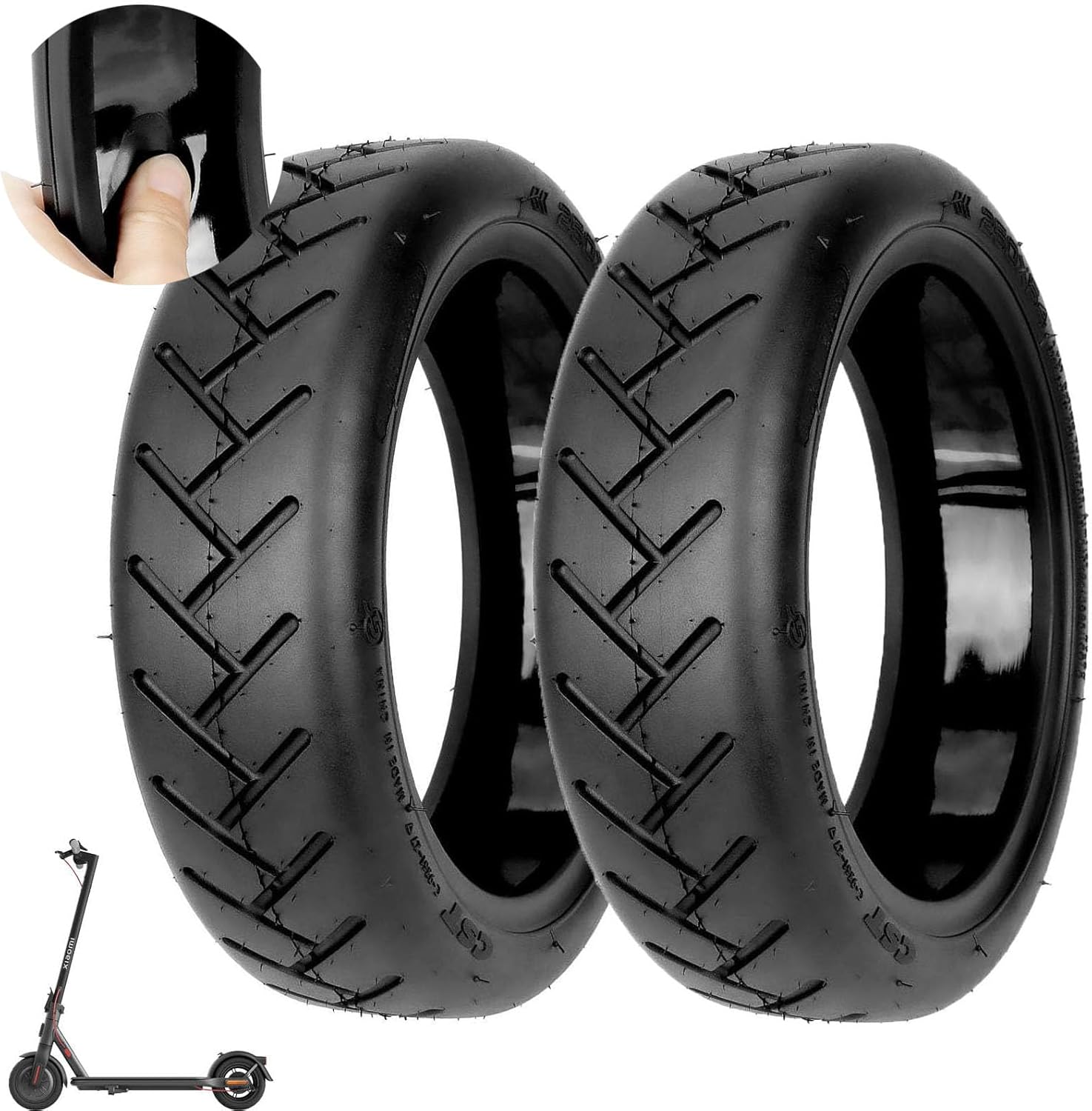 250x54 Self-repairing Tires 10 inch for Xiaomi 4 Pro/Lite, 10x2.125 Tubeless Tires for Ninebot F20 F25 F30 F40 Electric Scooters, Front/Rear Wheel Replacement Tires, Non-Slip (2 Pack)