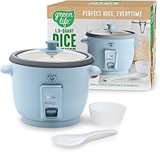 GreenLife Rice Cooker with Removable PFAS-Free Ceramic Nonstick Pot, 3-Cups Uncooked/6-Cups Cooked, Grains & Oatmeal Multicooker, Compact One-Switch Design, Auto Keep Warm, Easy Clean, Blue Haze