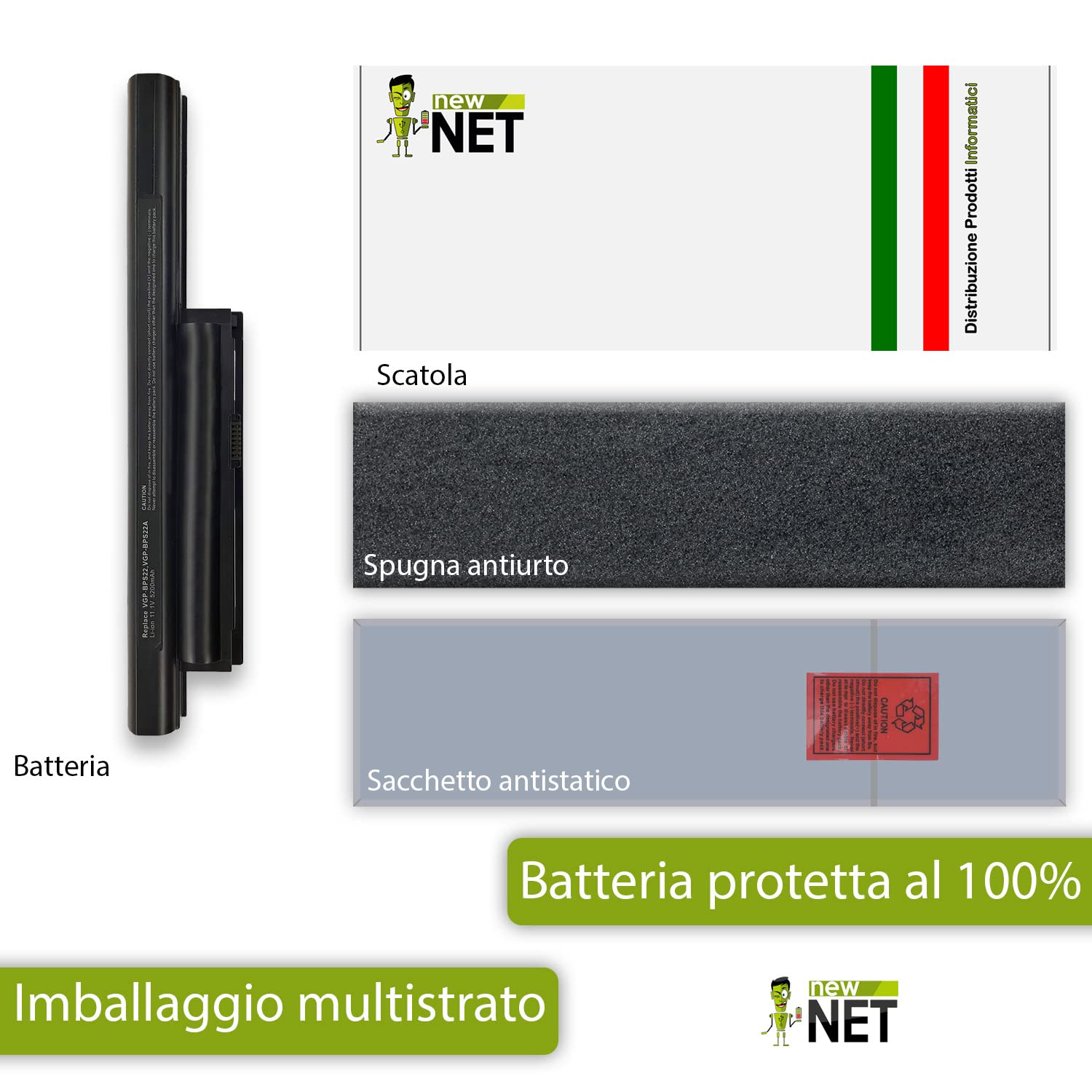 AT Batteria Potenziata 5200mAh 10,8V per Portatile Sony Vaio VPC-EB1Z1E
