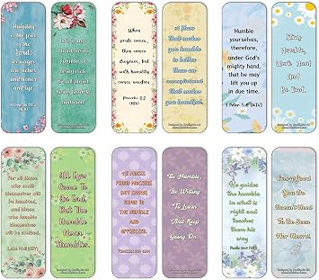 NewEights Famous Verses and Quotes on Humility 30-Pack | Daily Motivational Card Set; Collection Set Book Page Clippers; for Church Events
