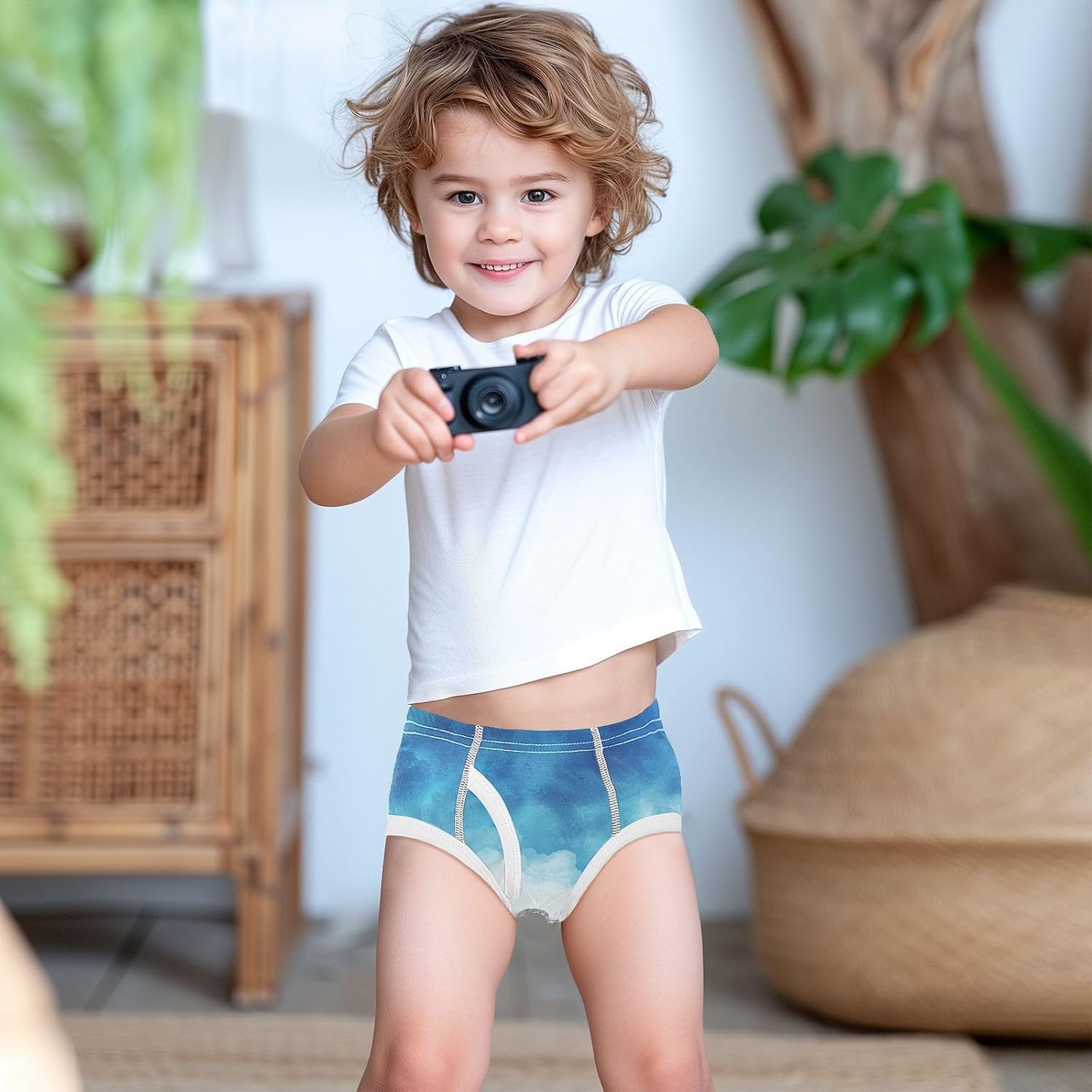 visesunny Boys Potty Training Underwear Blue Tie-dye Gradient Breathe Cotton Briefs Size 2T-8Y for Toddler
