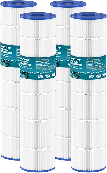 KEEPURE C5030 Pool Filter Cartridges Replacement for C5025, CX1280XRE, C-7494, PA131, PA131-PAK4, FC-1227, FC-6435, C5020, Ultral-A2 Cartridge Filter, 4 ×131 Sq. Ft, 4 Pack