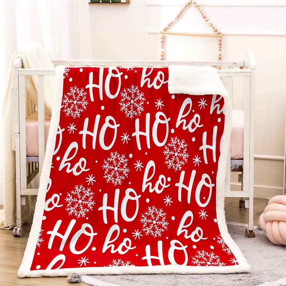 Highdi Navidad Mantas para Sofá Reversible de Sherpa y Franela, Manta Polar de Microfibra Suave y Caliente, 3D Manta de Sofá, de Cama o de Sala de Estar (150x220cm,Navidad roja)