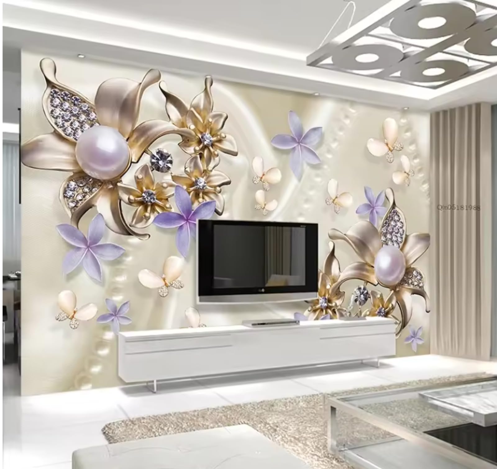 Tapety Kwiaty i motyle malowidła ścienne tapety salon tło tkanina dekoracja ścienna, 3D, 430 x 300 cm
