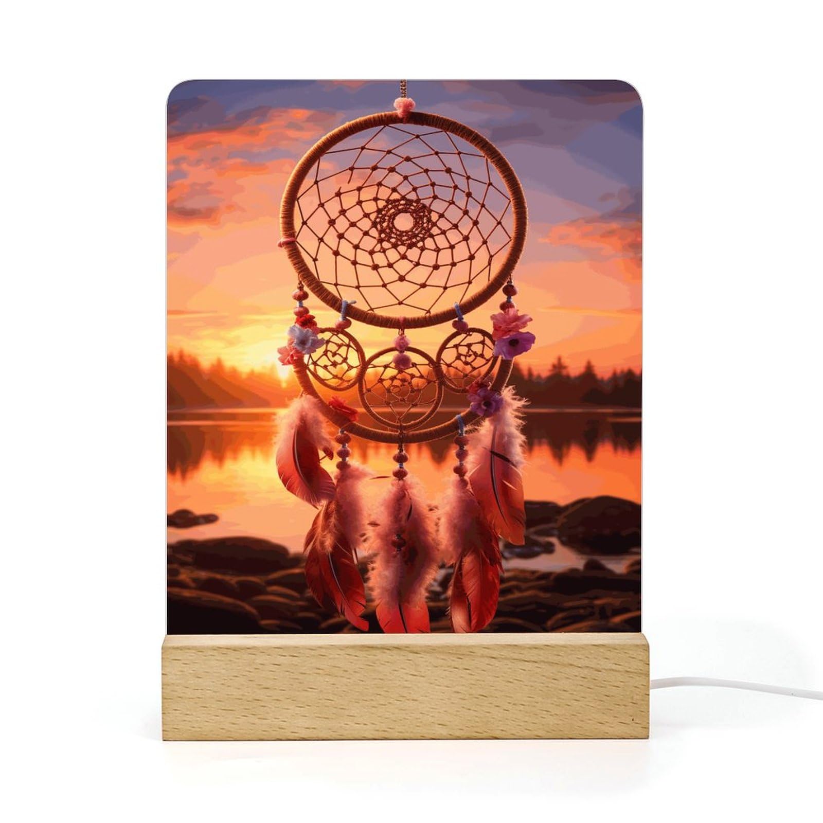 Lorolivier Dream Catcher Night Light for Kids USB Baby Night Lamp LED Personalized Nightlight Toddler Newborn Gift Acrylic Bedroom Bedside Lamp Portable Birthday Christmas Room Decor