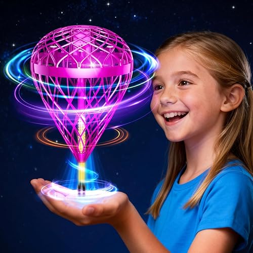 Miniatura 10 de Juguete de bola de orbe volador para niños, bola voladora controlada a mano con luces LED, juguete interactivo para interiores y exteriores, para