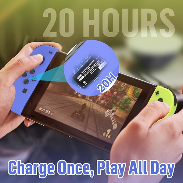 FAREMOCI Switch Controllers,Wireless Joy Remote cons with Hall Effect Joystick No Drift Controles Compatible with Switch 1 OLED Lite,HD Rumble Gyro Motion,Wake Up,No NFC,Blue Yellow - 5