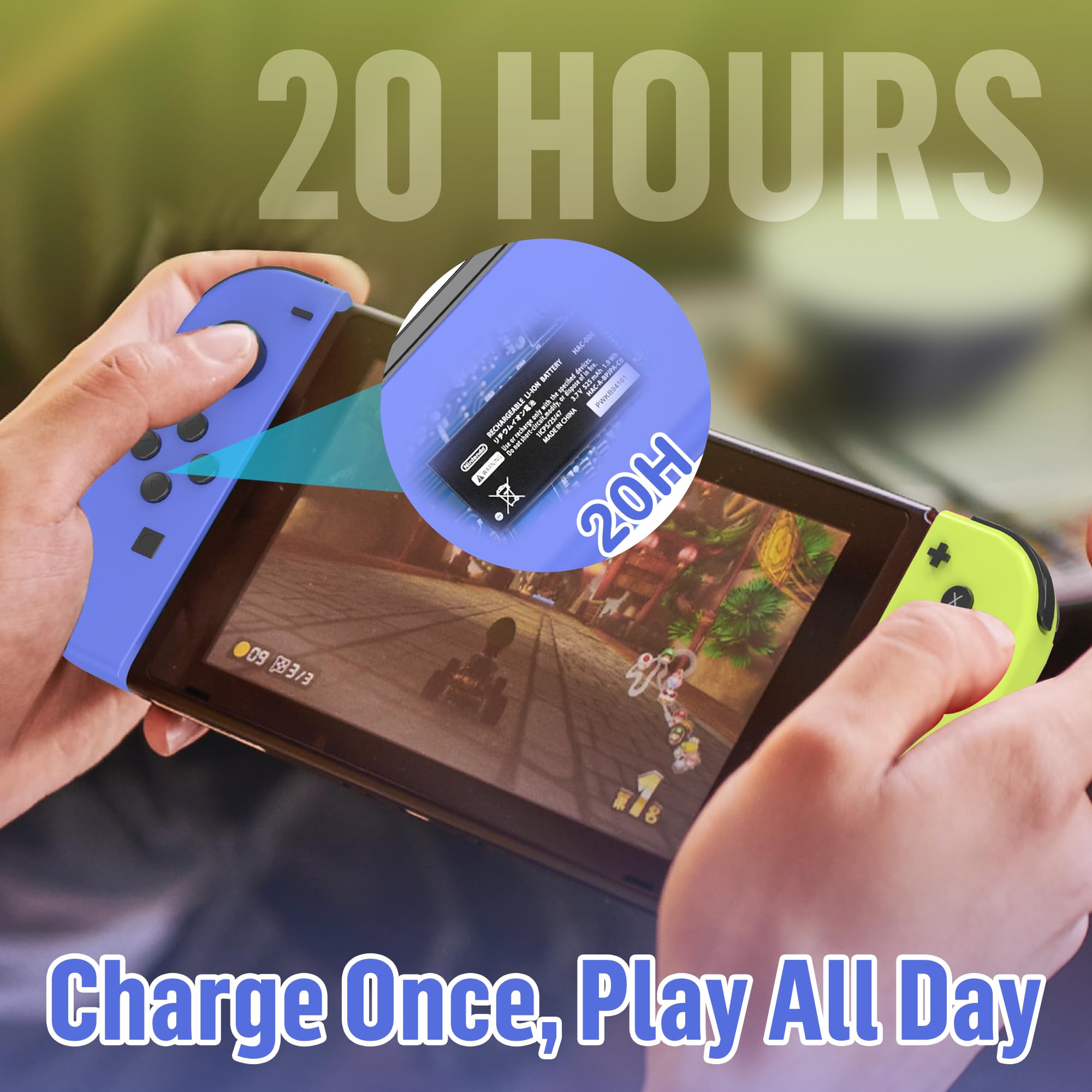 FAREMOCI Switch Controllers,Wireless Joy Remote cons with Hall Effect Joystick No Drift Controles Compatible with Switch 1 OLED Lite,HD Rumble Gyro Motion,Wake Up,No NFC,Blue Yellow — view 5