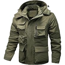 Mens 3-in-1 Detachable Winter Jacket Thicken Parka Winter Work Cargo Pockets Coat With Detachable Hood Sleeves