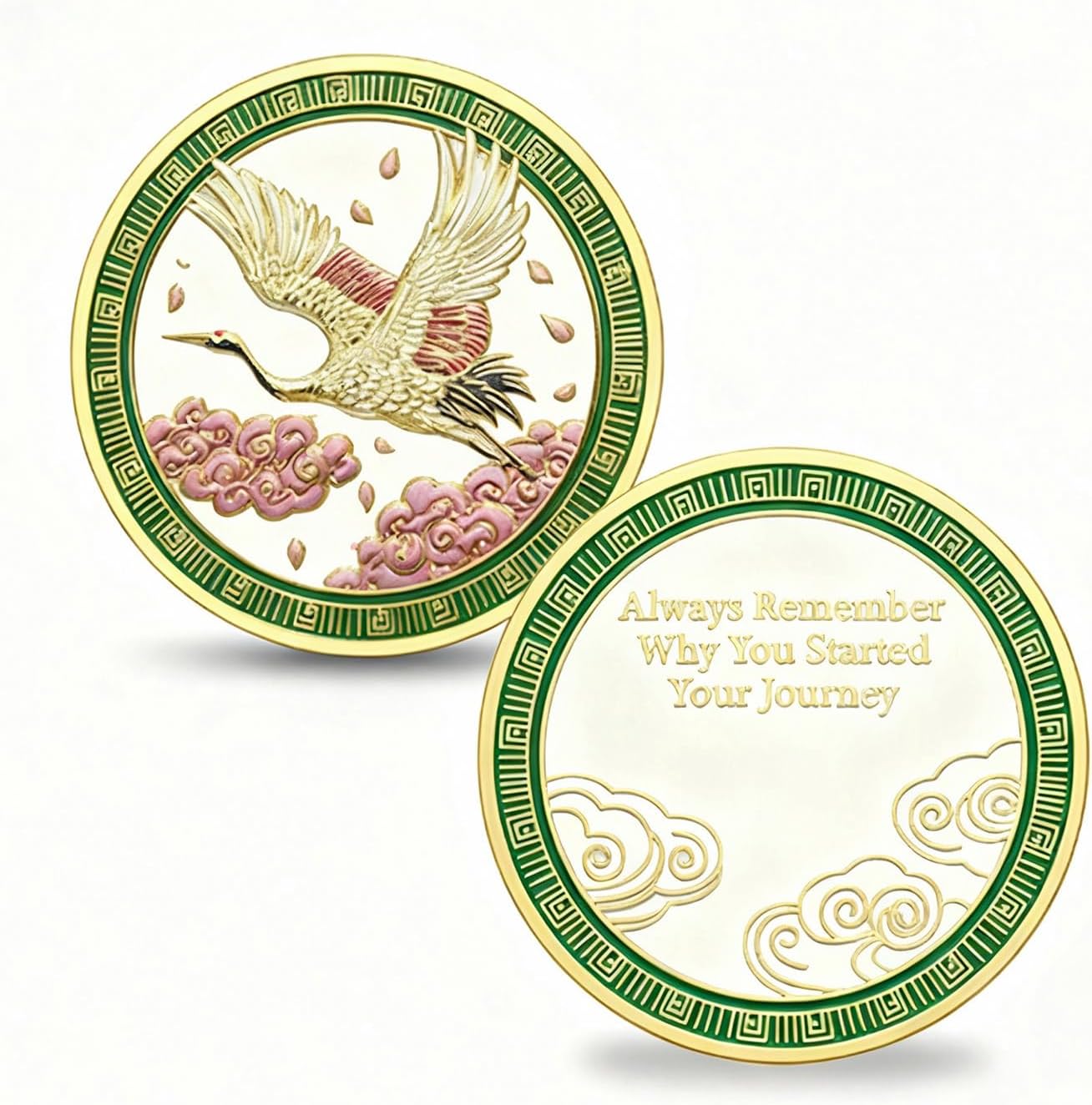 EssentiaPro 2 Year AA Sobriety Coin - Recovery Anniversary Gift with Protective Capsule, Serenity Crane Design Medallion to Celebrate Your Sober Journey for Men & Women