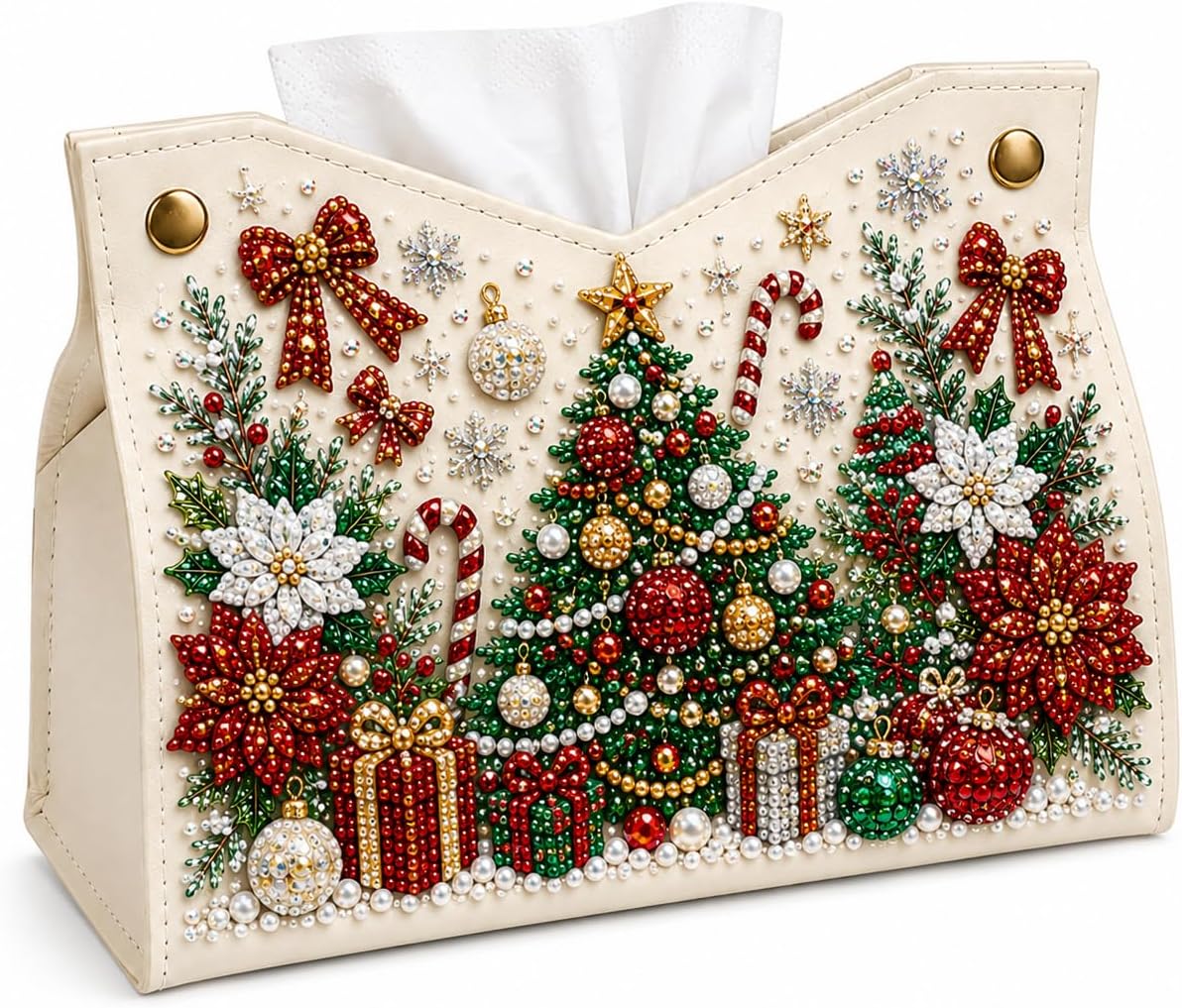 Diamond Art Tissue Box Cover, DIY Pearl Art Kits for Adults, PU Leather Decor Paper Towel Bag Christmas Pearl Beads Art Craft for Adults Beginners Craft Lovers (Style2)