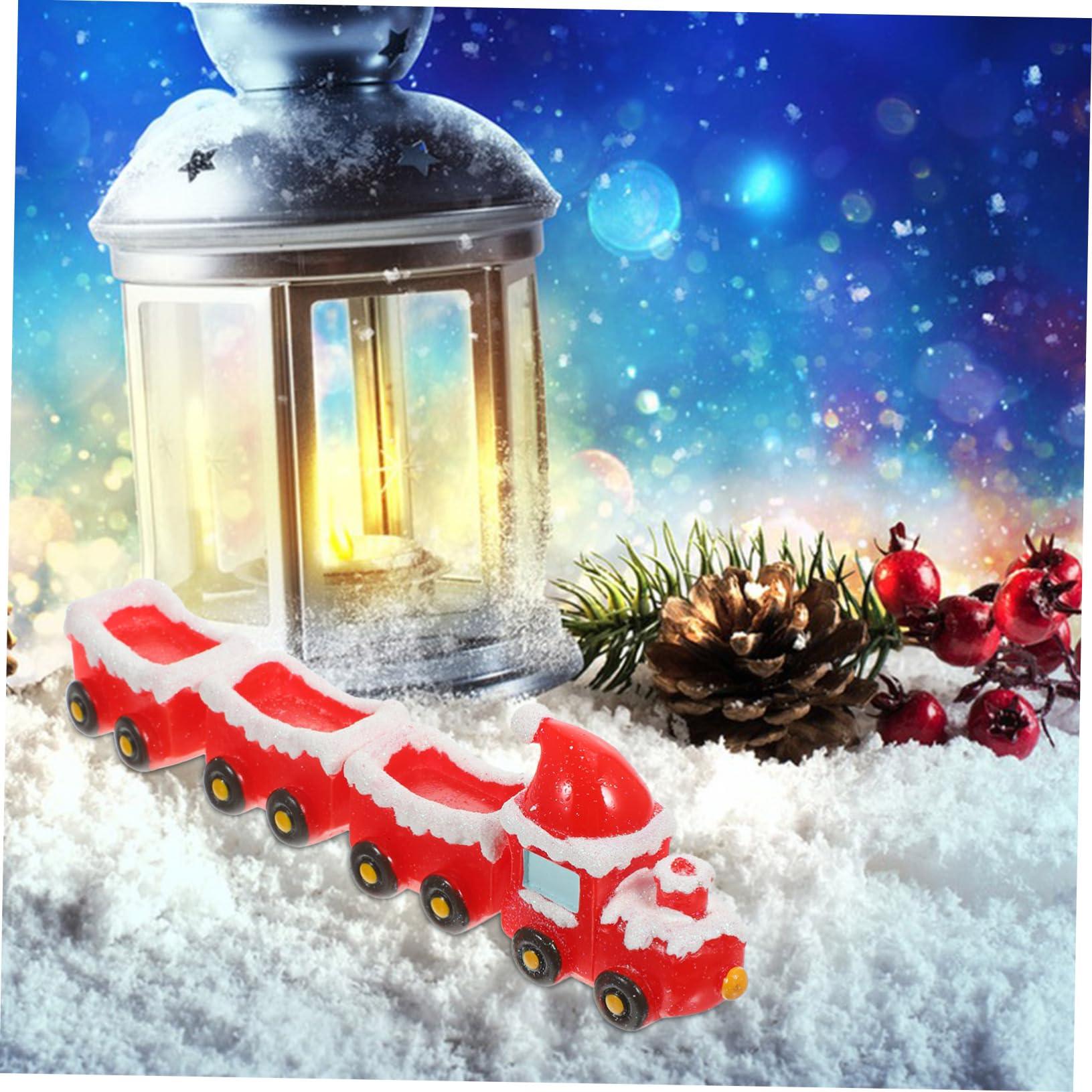 Mobestech 5 Set Ornamenti del treno di Natale scena cervo Figurina Natività Nozze casette natalizie natale casa miniature natalizie da realizzare decorazioni natalizie in miniatura resina