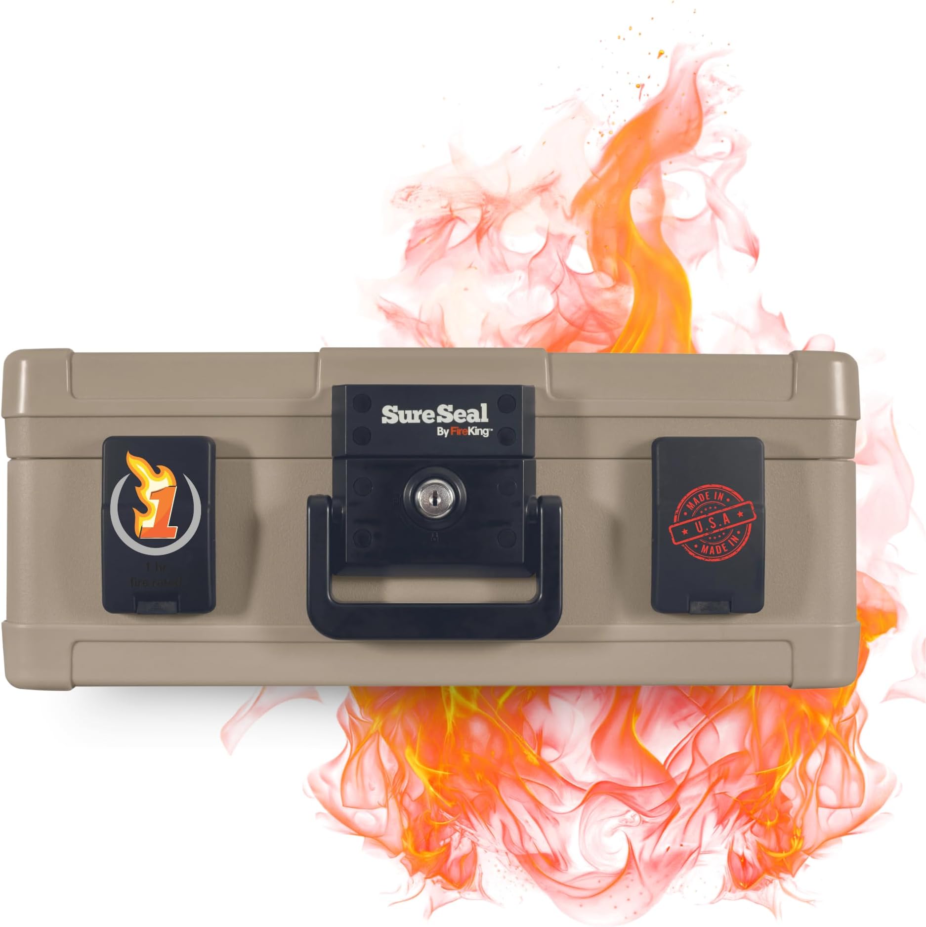 FireKing SureSeal by SS104-A 1 Hour Fireproof Waterproof Safe Chest, Fits Legal/Letter Sized Documents,0.38 CU FT Storage Capacity,Taupe