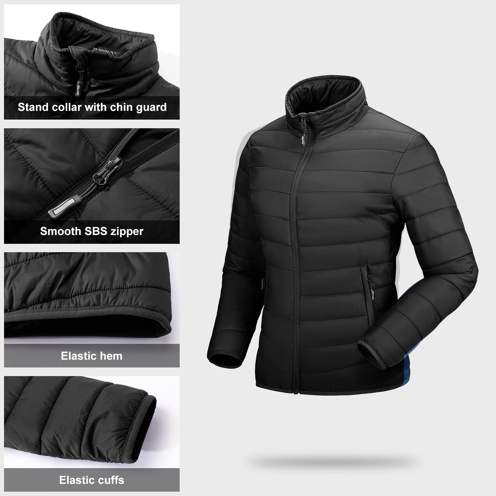 Outdoor Ventures Veste matelassée légère et chaude pour femme - Veste matelassée douce - Pour les loisirs, la randonnée, les voyages, l'extérieur