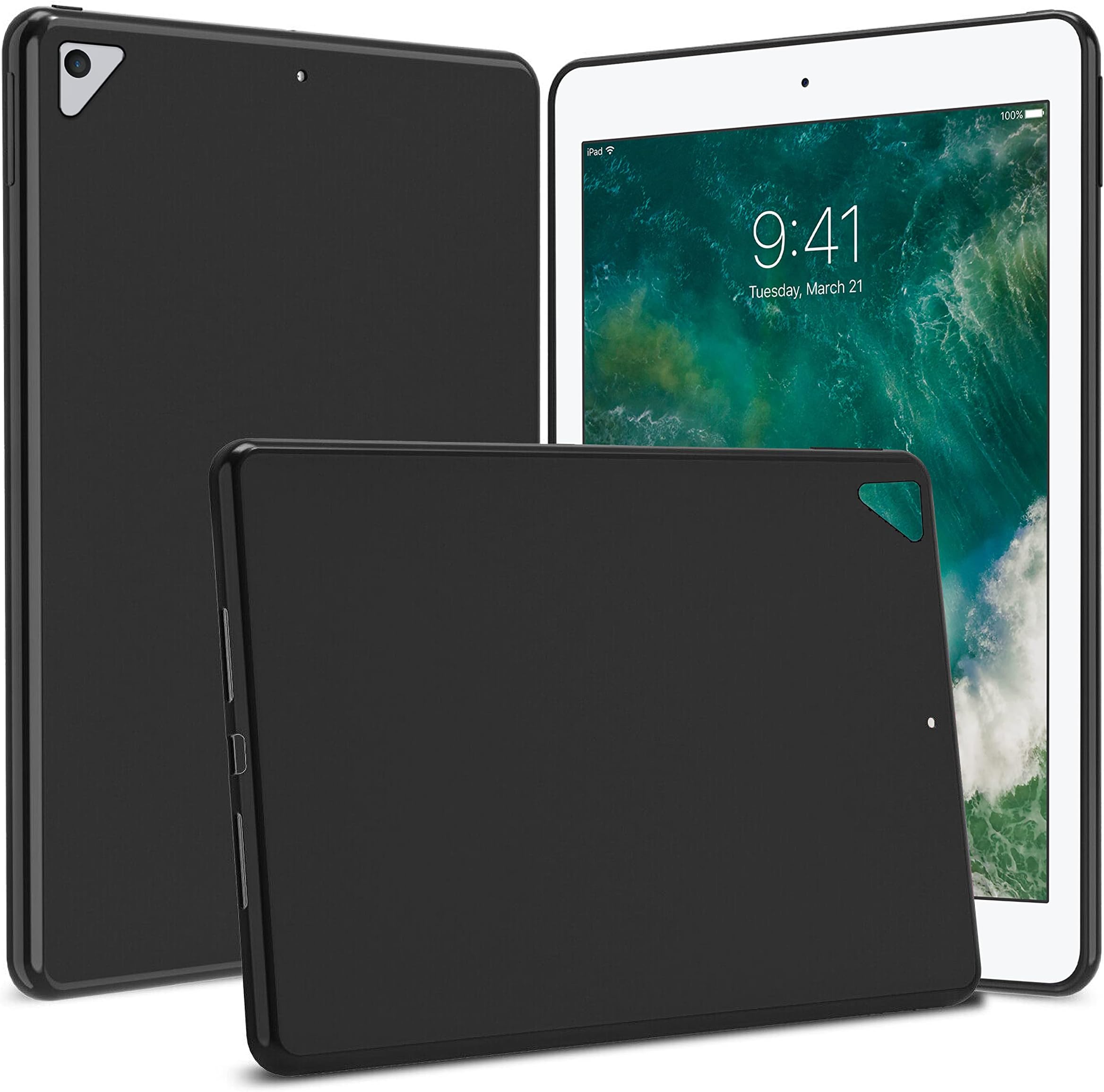 TGK Soft Silicon TPU Back Case Cover for iPad 9.7 inch 5th 6th Gen/Air 2 / Air 1 / Pro 9.7 inch, Black