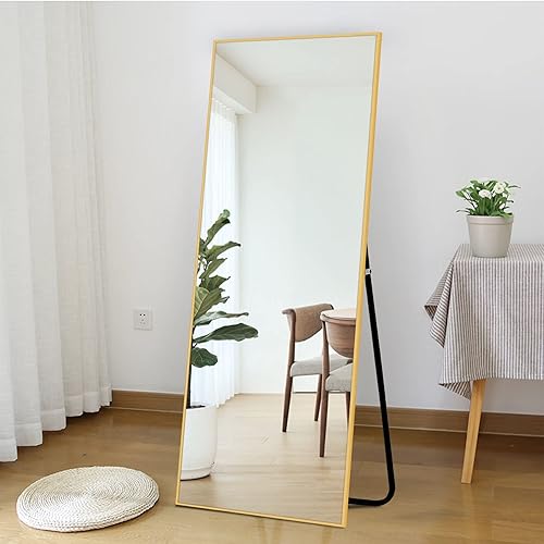 Natsukage - Espejo de cuerpo completo para colocar de pie, colgar o apoyar contra la pared, espejo de tocador con marco de aleación de aluminio (51