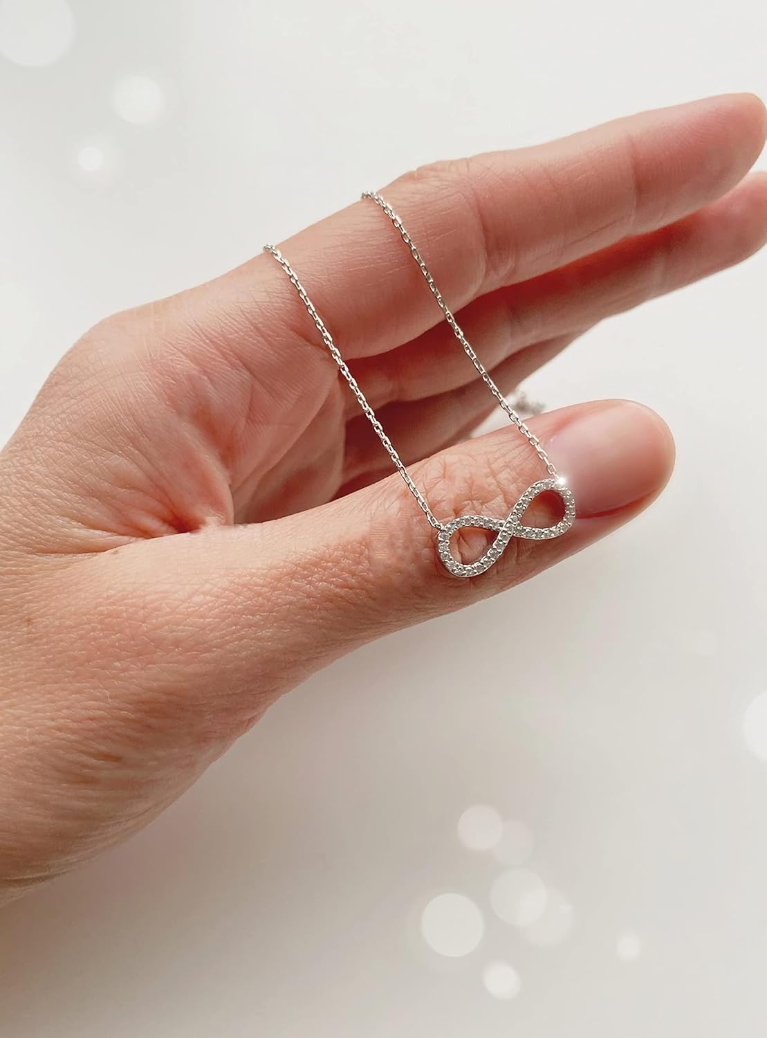 Joy-D Zircon Stone Infinity Necklace Silver Colour - Elegant Gold Necklace for Women, Fashion Accessories, Sophisticated Design, Durable Quality