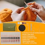 Interchangeable Circular Knitting Needles Set 13 Pairs, Aluminum Short 4-inch Round Metal Crochet Needles for Sock Sizes US 3-10mm with 4 Cords Cable, Accessories Case Christmas Gift (Rose Gold)