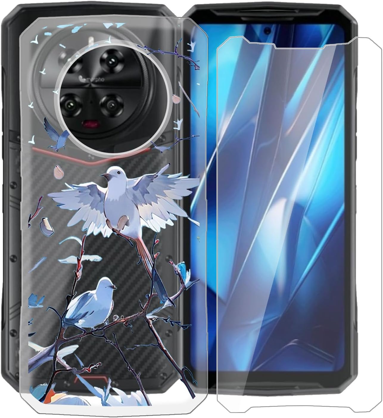 for Doogee DK10 Phone Case with [1 Pack] Screen Protector, Clear Soft Silicone TPU Protective Case, Anti-Fall Ultra-Thin Bumper Case for Doogee DK10 (6.67") - XT105