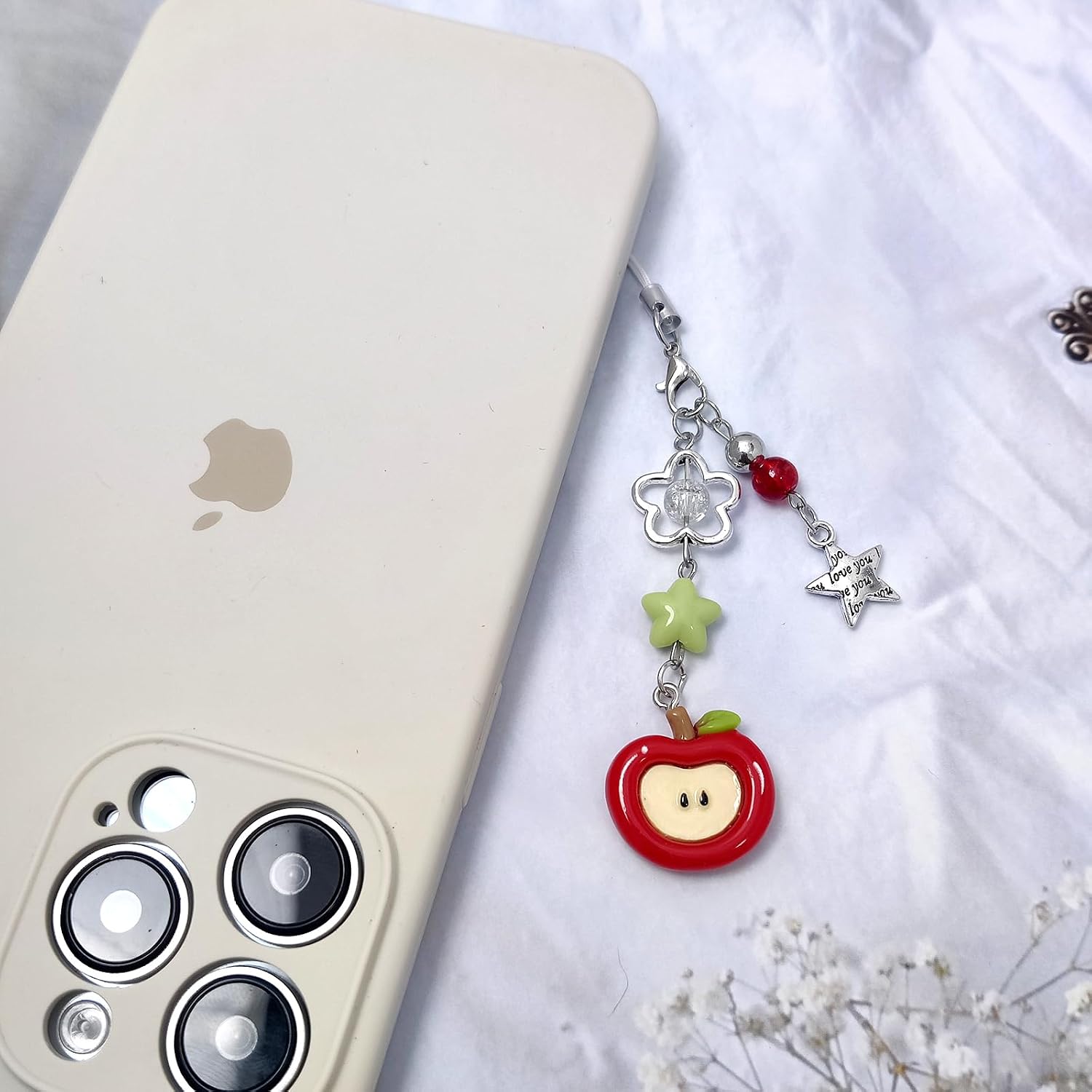 2PCS Cute Phone Charms Aesthetic Y2k Pink Guitar Strawberry Star Phone Straps Key Chains for Keys Bags Camera