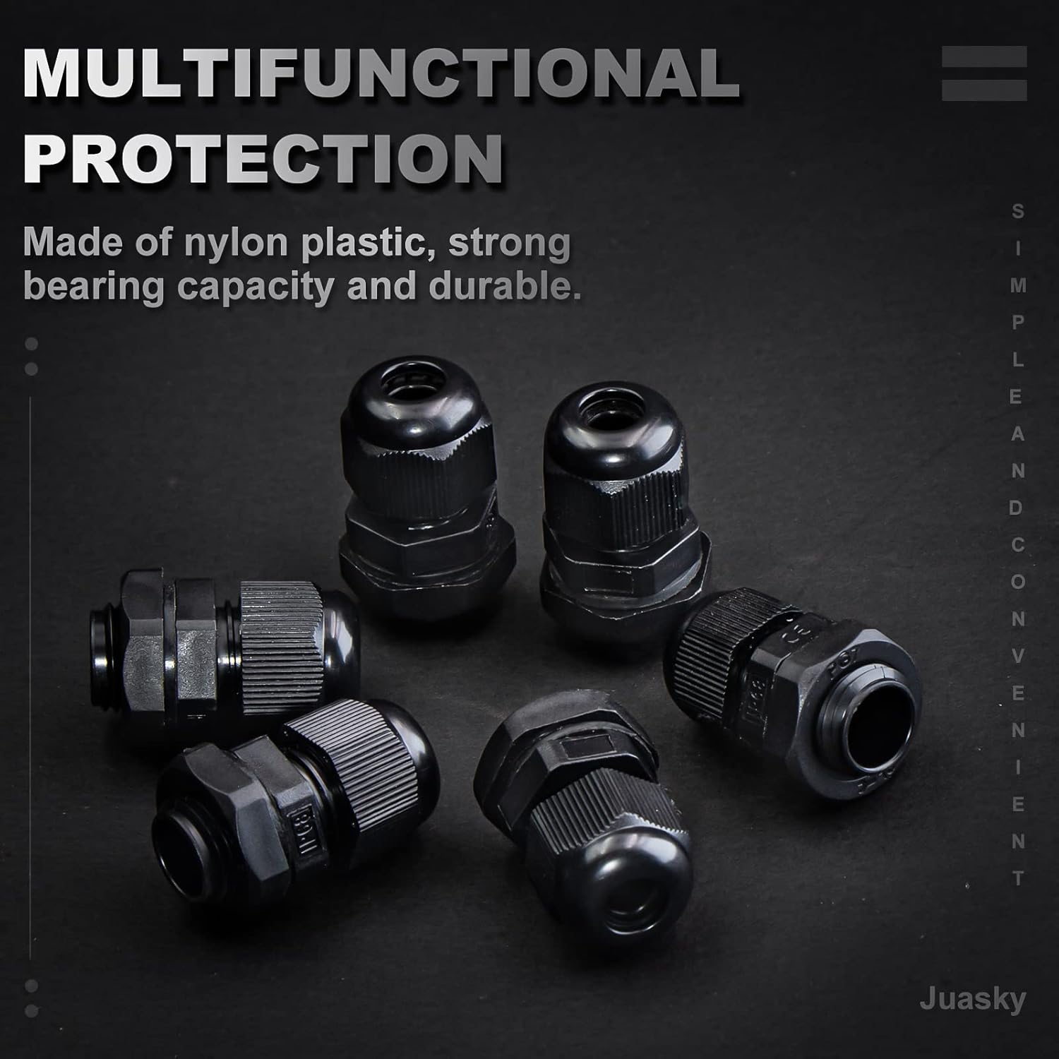 25 Pack Cable Gland, Plastic Waterproof Adjustable 7/64”-1/4” (3mm-6.5mm), PG7 Nylon Plastic Cable Gland Joints Wire Protectors