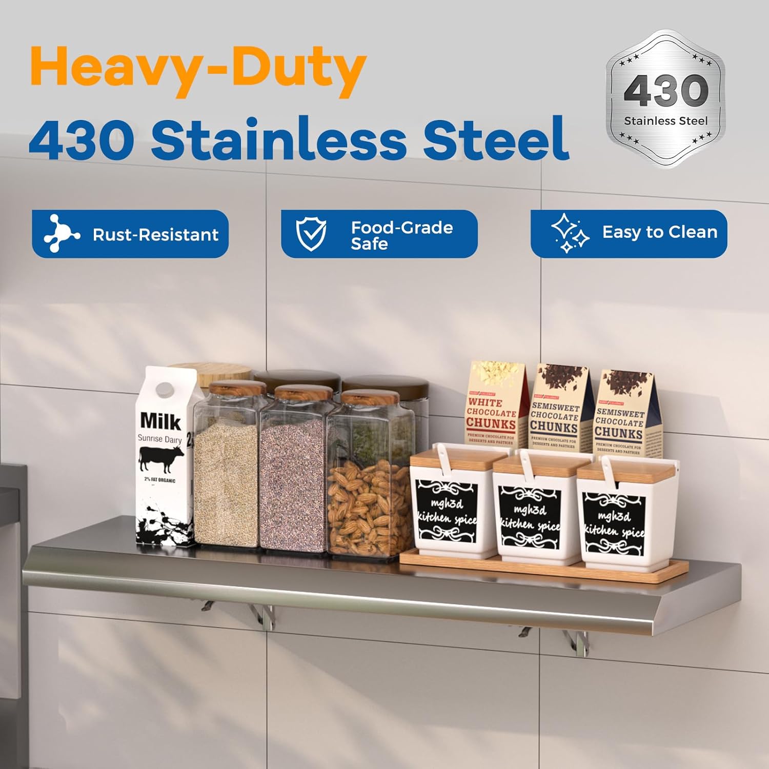 Stainless Steel Folding Shelf 36" x 12" for Food Truck, Fold Down Concession Shelf for Serving