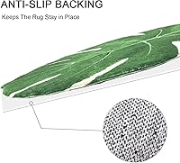 Vista 4 de HAOCOO Alfombra de baño de terciopelo verde con hojas de 2 x 3 pies, antideslizante, suave, alfombra de baño de microfibra de lujo, lavable a